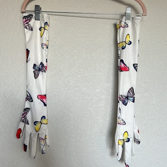 Strapless butterfly print Mini Dress With Gloves SMALL - Picture 8 of 15